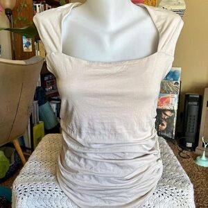 360 Knit Ruched Square Neck Bodysuit / LOFT Versa / sz large